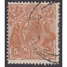Australian  King George V  5d Brown   Wmk  C of A  Plate Variety 3R13